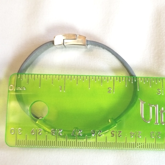 Silver Rhinestone Chevron Leather Band Bracelet - Picture 4 of 5